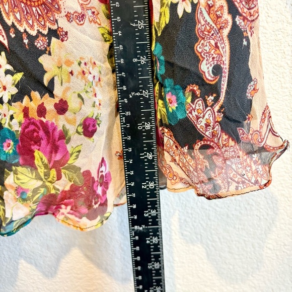 Vtg Vision Apparel Y2K Dark Floral Silk Top Size 1X Boho Whimsigoth Witchy Artsy - Picture 8 of 11